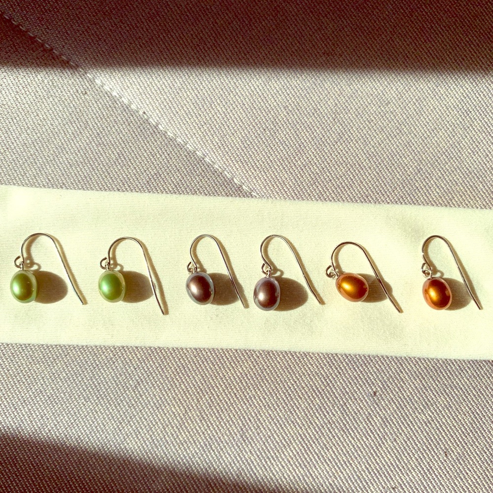 Set of 3 Teardrop Pearl Earrings